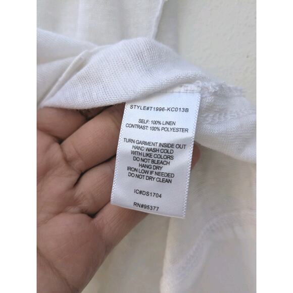 Sanctuary Women's Blouse 100% Linen Tunic Tank Top V Split Neck White Size XS - Picture 6 of 8